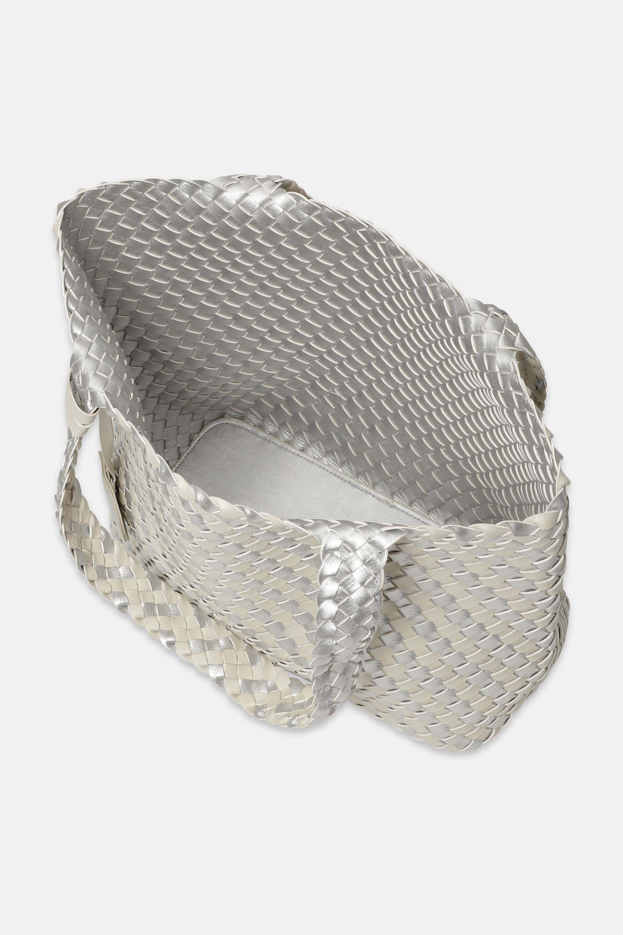 Tote Bag Flettet - Milk Creme Silver